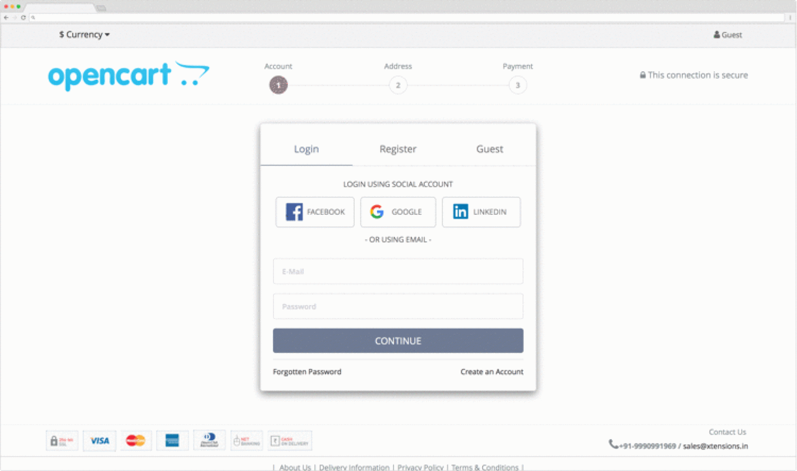 Поэтапное оформление заказа для OpenCart