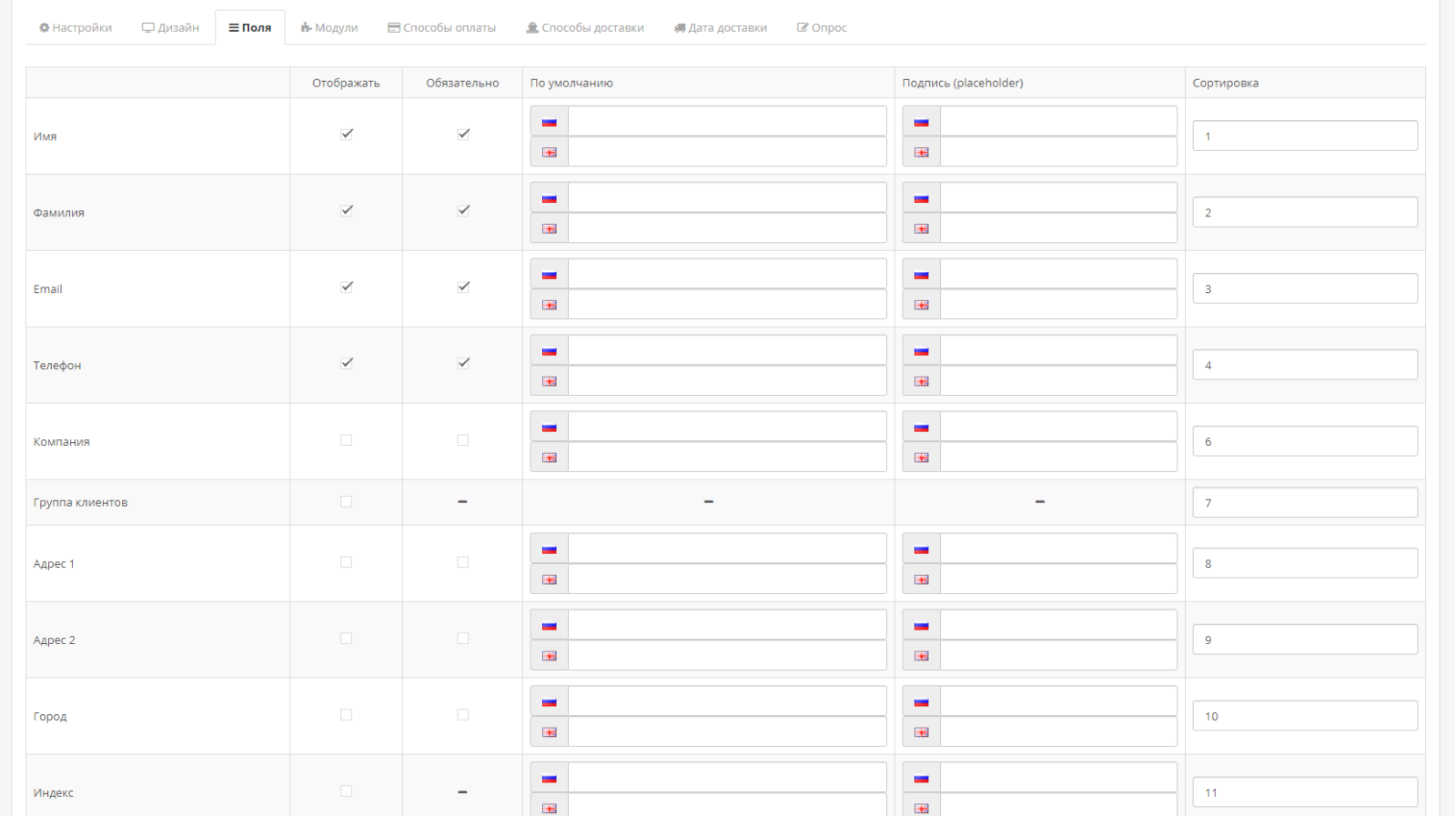 Simplified order form for OpenCart
