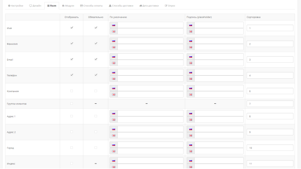 Simplified order form for OpenCart