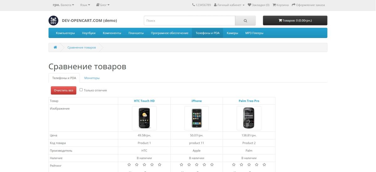 Improved comparison of products with categories for OpenCart