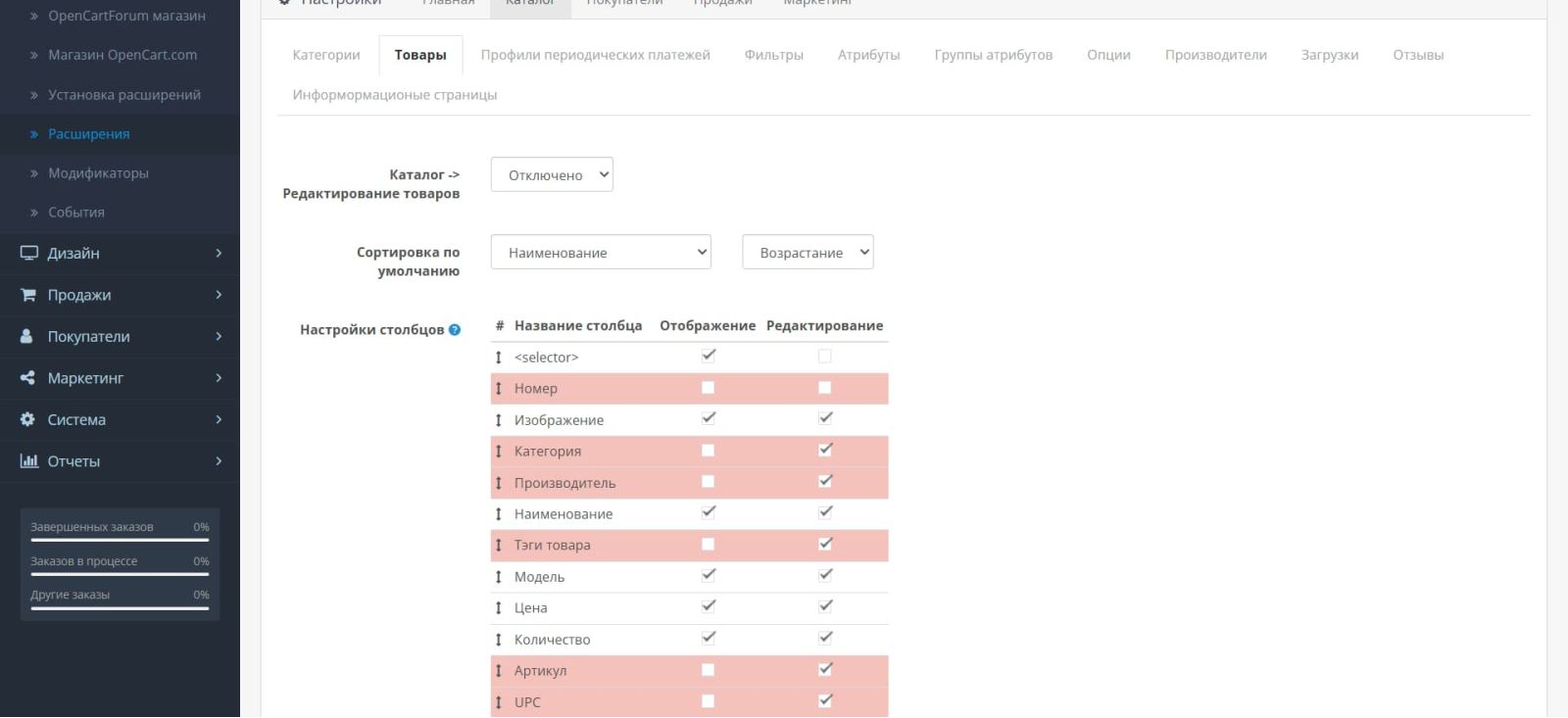 Быстрое редактирование каталога (Admin Quick Edit PRO)