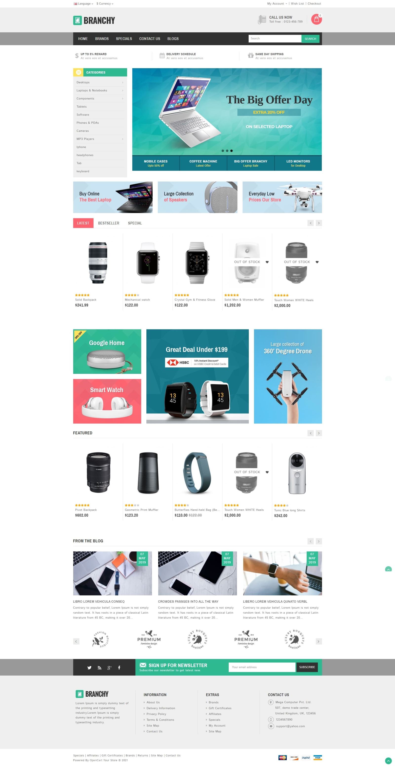 Branchy - Responsive Theme для OpenCart